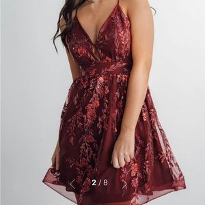 Baltic born burgundy shimmer mini dress